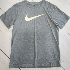 Nike Kids Heather Gray Tee with Cream Swoosh